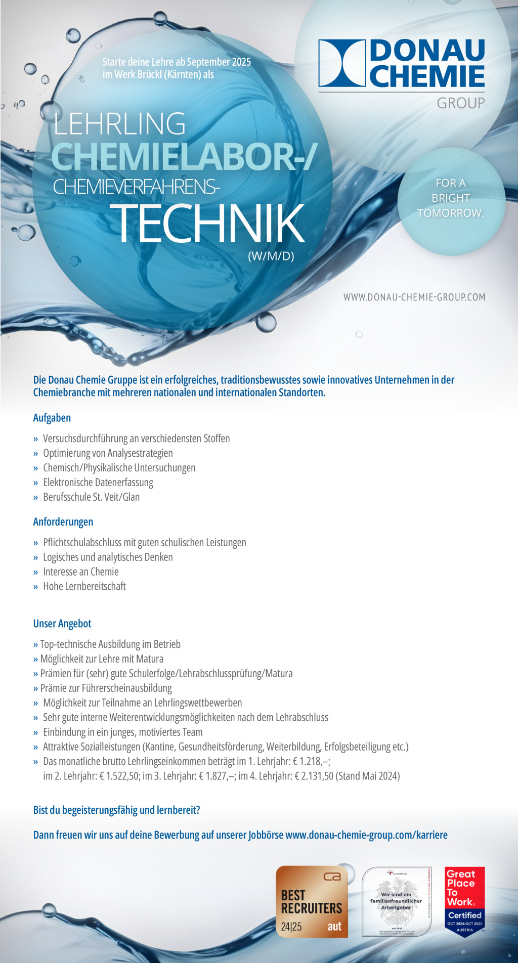 Lehrling Chemielabortechnik/Chemieverfahrenstechnik (m/w/d)