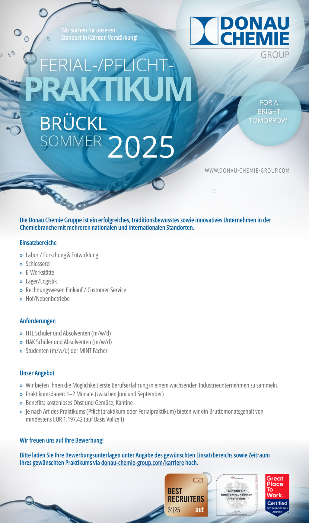 Ferial-/Pflichtpraktikum in Brückl - Sommer 2025