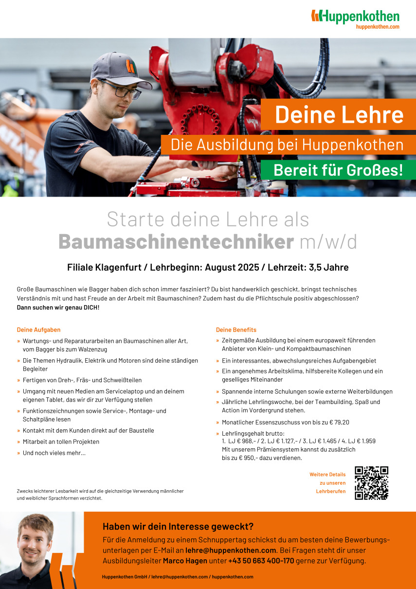 Lehre als Baumaschinentechniker (d/m/w)