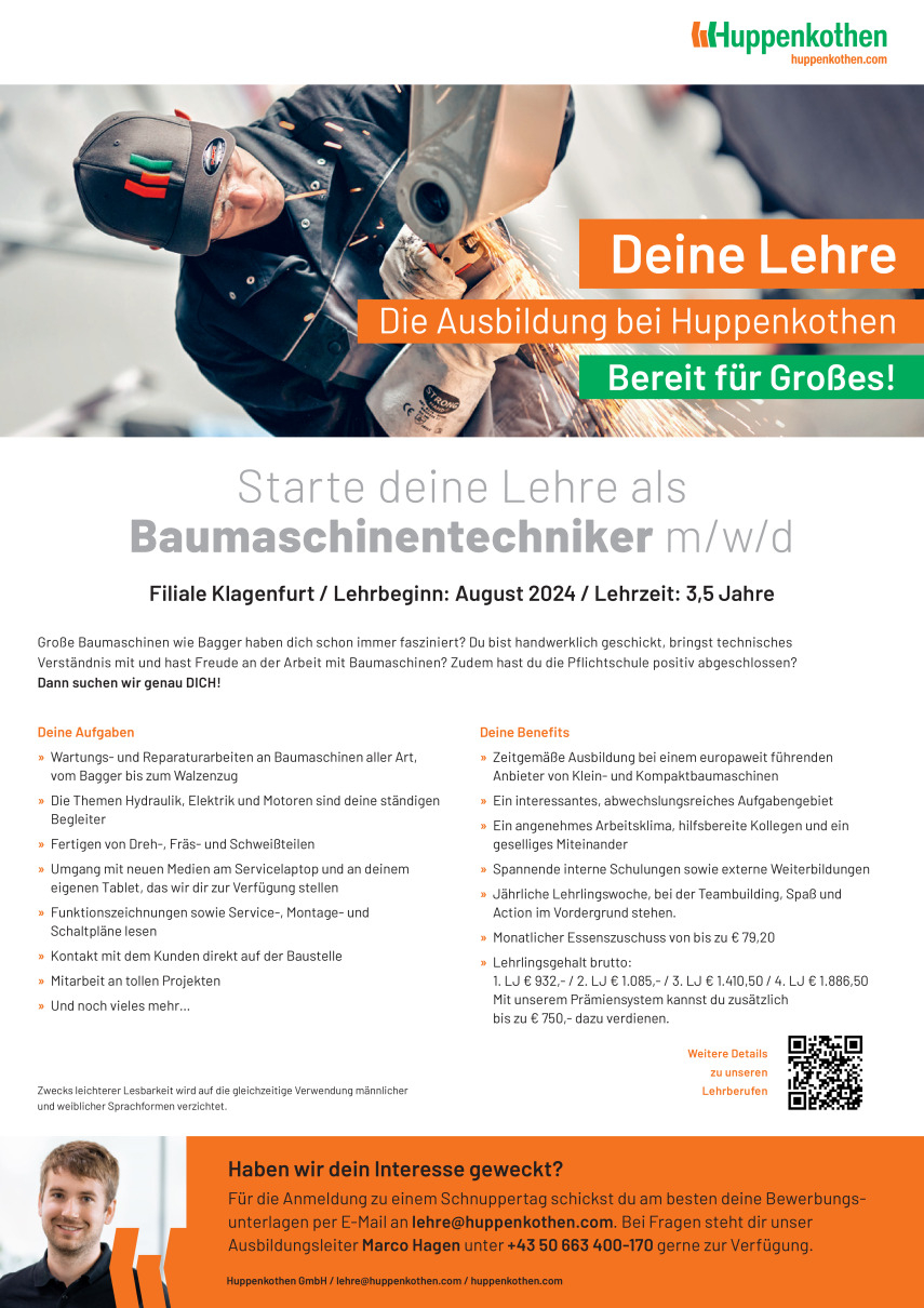 Lehre als Baumaschinentechniker (d/m/w)