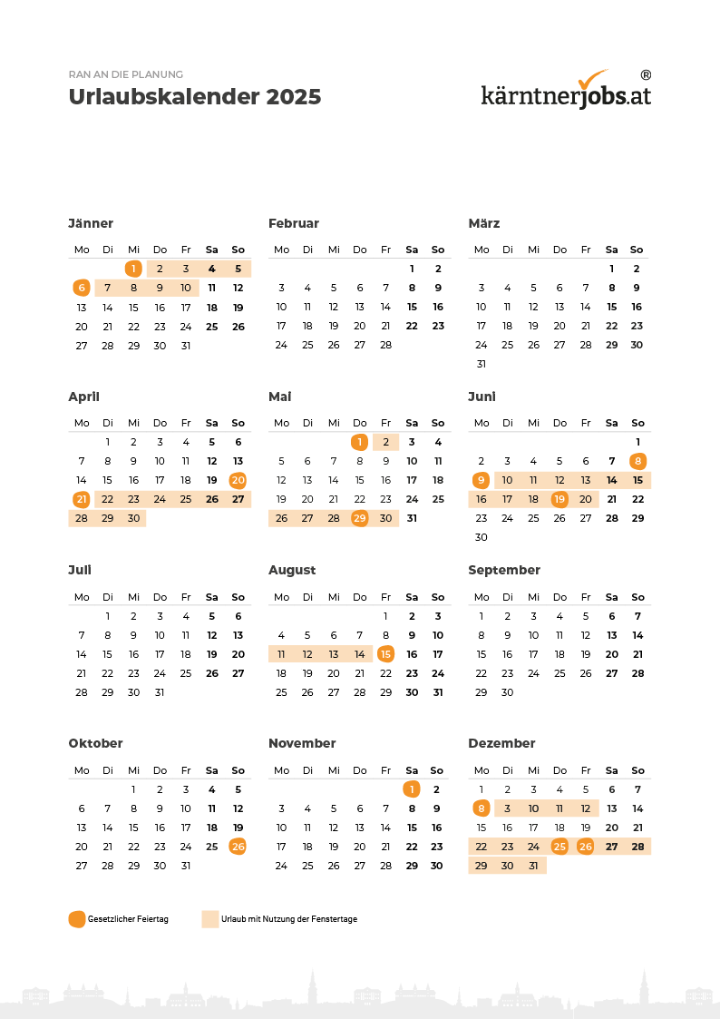 Urlaubskalender Fenstertage 2025